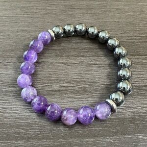 Amethyst And Hematite Beaded Healing Bracelet